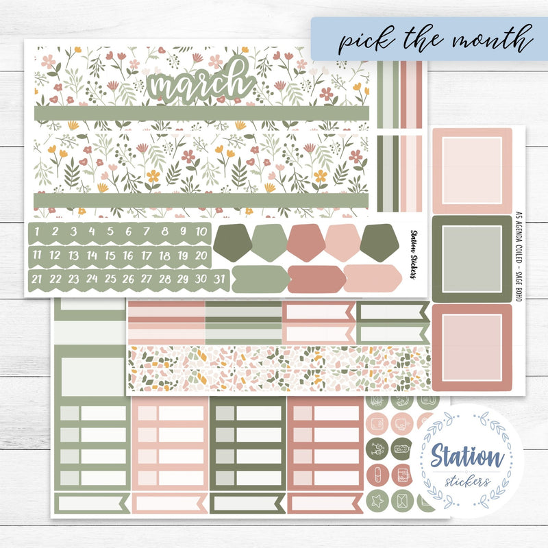A5 EC Monthly Sage Boho - Station Stickers
