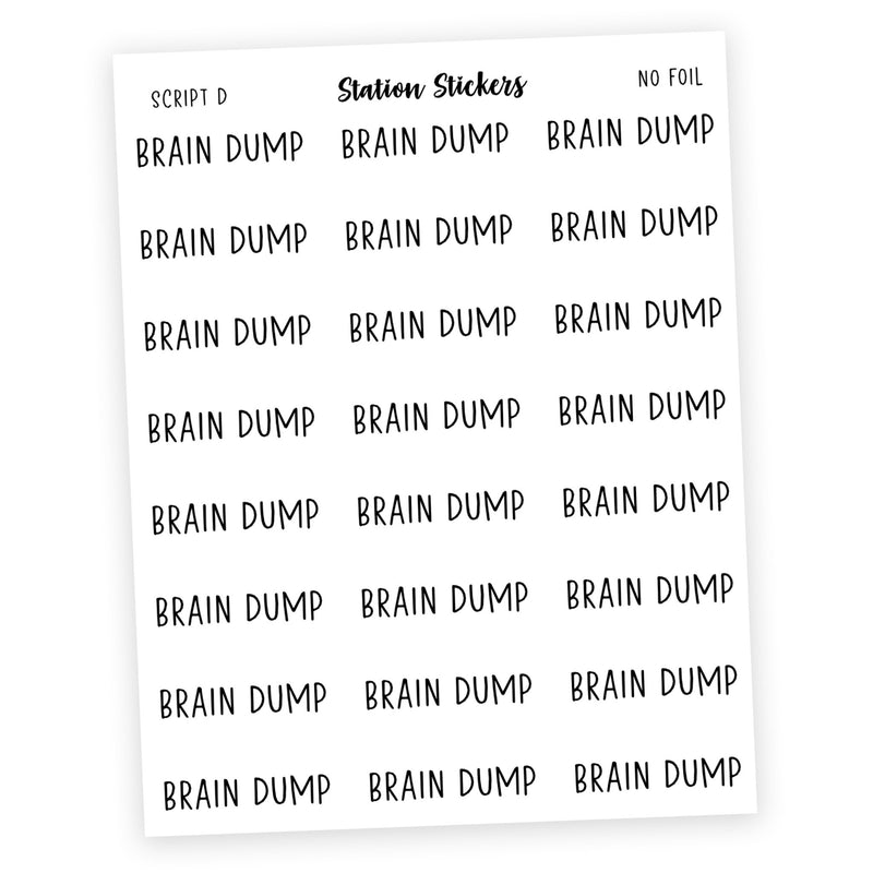 BRAIN DUMP Script Stickers