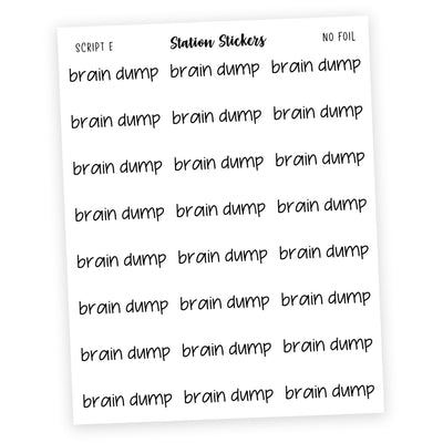 BRAIN DUMP Script Stickers