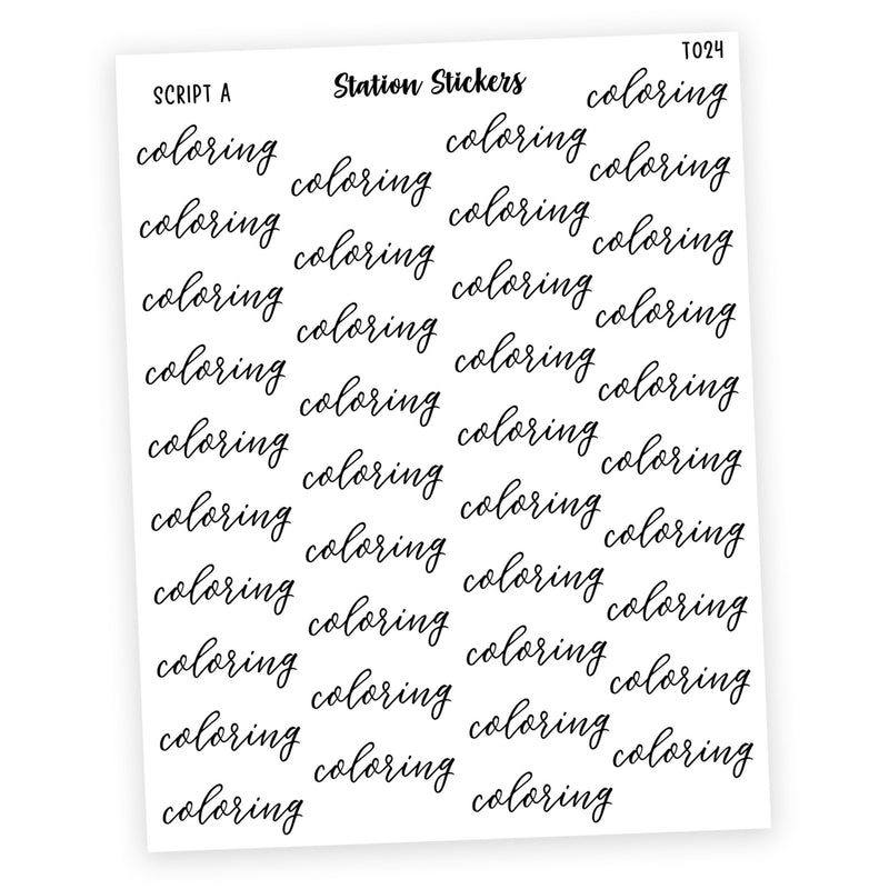 COLORING • Script Stickers