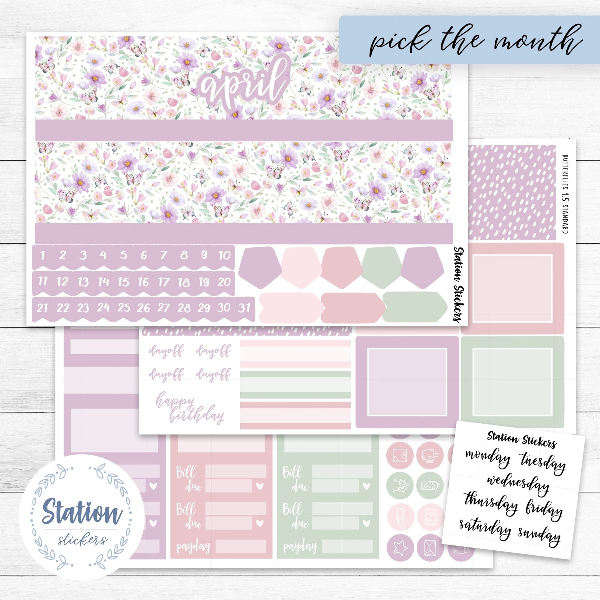 Monthly EC 7X9 Daily Duo Butterflies - Station Stickers