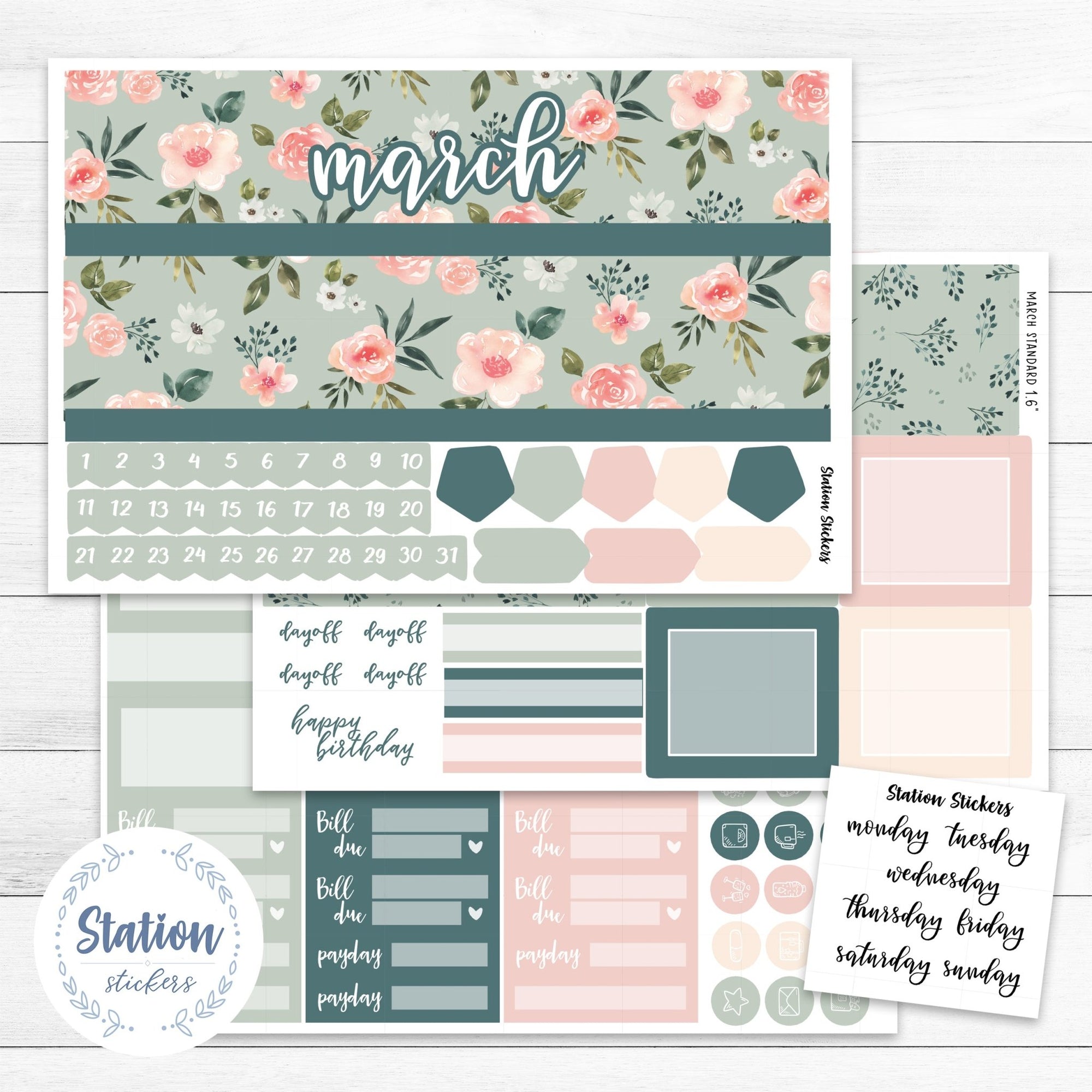 MONTHLY EC 7X9 DAILY DUO • MARCH - Station Stickers