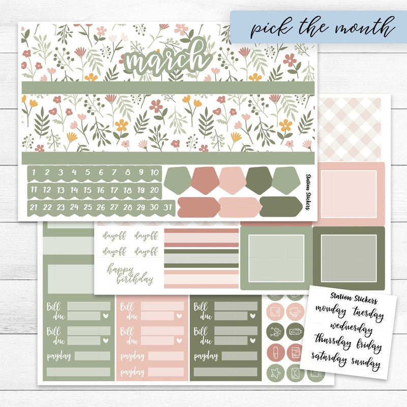 Monthly EC 7X9 Daily Duo Sage Boho - Station Stickers